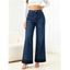 Vintage Wash Jeans High Waist Pocket Zipper Fly Wide‑Leg Denim Pants - Bleu profond XXL | US 14