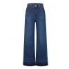 Vintage Wash Jeans High Waist Pocket Zipper Fly Wide‑Leg Denim Pants - Bleu profond XXL | US 14