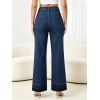 Vintage Wash Jeans High Waist Pocket Zipper Fly Wide‑Leg Denim Pants - Bleu profond XXL | US 14