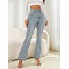 High Waist Flare Jeans Pocket Zipper Fly Denim Pants - Bleu clair S | US 4