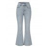 High Waist Flare Jeans Pocket Zipper Fly Denim Pants - Bleu clair S | US 4