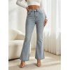 High Waist Flare Jeans Pocket Zipper Fly Denim Pants - Bleu clair S | US 4
