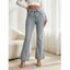 High Waist Flare Jeans Pocket Zipper Fly Denim Pants - Bleu clair S | US 4