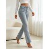 High Waist Flare Jeans Pocket Zipper Fly Denim Pants - Bleu clair S | US 4