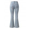 High Waist Flare Jeans Pocket Zipper Fly Denim Pants - Bleu clair L | US 8-10