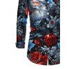 Vintage Christmas Couple Outfit Santa Claus Rose Floral Leaf Print Bell Sleeve A Line Mini Party Dress and Shirt Set - Noir S | US 4