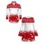 Christmas Couple Outfit Colorblock Christmas Tree Snowflake Print Bell Sleeve A Line Mini Party Dress and Shirt Set - Rouge S | US 4