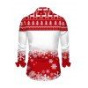 Christmas Couple Outfit Colorblock Christmas Tree Snowflake Print Bell Sleeve A Line Mini Party Dress and Shirt Set - Rouge S | US 4