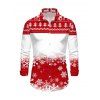 Christmas Couple Outfit Colorblock Christmas Tree Snowflake Print Bell Sleeve A Line Mini Party Dress and Shirt Set - Rouge S | US 4