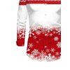 Christmas Couple Outfit Colorblock Christmas Tree Snowflake Print Bell Sleeve A Line Mini Party Dress and Shirt Set - Rouge S | US 4