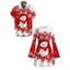 Christmas Couple Outfit Colorblock Snowman Snowflake Print Bell Sleeve A Line Mini Party Dress and Shirt Set - Rouge S | US 4