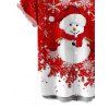 Christmas Couple Outfit Colorblock Snowman Snowflake Print Bell Sleeve A Line Mini Party Dress and Shirt Set - Rouge S | US 4