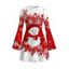 Christmas Party Dress Colorblock Snowman Snowflake Print Bell Sleeve A Line Mini Dress - Rouge XXL | US 14