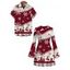 Christmas Couple Outfit Colorblock Snowflake Christmas Tree Elk Print Bell Sleeve A Line Mini Dress and Shirt Set - Rouge Vineux S | US 4