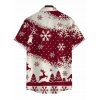 Christmas Couple Outfit Colorblock Snowflake Christmas Tree Elk Print Bell Sleeve A Line Mini Dress and Shirt Set - Rouge Vineux S | US 4