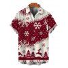 Christmas Couple Outfit Colorblock Snowflake Christmas Tree Elk Print Bell Sleeve A Line Mini Dress and Shirt Set - Rouge Vineux S | US 4