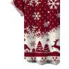 Christmas Couple Outfit Colorblock Snowflake Christmas Tree Elk Print Bell Sleeve A Line Mini Dress and Shirt Set - Rouge Vineux S | US 4