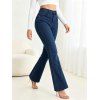 High Waist Flare Jeans Pocket Zipper Fly Denim Pants - Bleu profond M | US 6