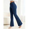 High Waist Flare Jeans Pocket Zipper Fly Denim Pants - Bleu profond S | US 4