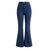 High Waist Flare Jeans Pocket Zipper Fly Denim Pants - Bleu profond M | US 6