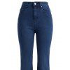 High Waist Flare Jeans Pocket Zipper Fly Denim Pants - Bleu profond M | US 6