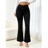 High Waist Flare Jeans Pocket Zipper Fly Denim Pants - Noir XL | US 12