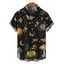 Men's Halloween Gothic Shirt Mystical Moon Star Moth Pumpkin Print Button Up Shirt - Noir 5XL