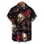 Men's Gothic Halloween Shirt Rose Floral Bat Skulls Print Button Up Shirt - Noir 5XL