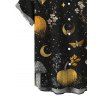 Halloween Gothic Couple Outfit Mystical Moon Star Moth Pumpkin Print Ruffle Off the Shoulder Lace Up Bell Sleeve Handkerchief Dress and Shirt Set - Noir S | US 4