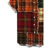 Men's Christmas Shirt Vintage Plaid Patchwork Raw‑Edge Patch Print Button Up Shirt - Brun S