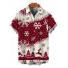 Men's Christmas Shirt Colorblock Snowflake Christmas Tree Elk Print Button Up Shirt - Rouge Vineux M