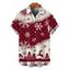 Men's Christmas Shirt Colorblock Snowflake Christmas Tree Elk Print Button Up Shirt - Rouge Vineux M