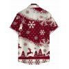 Men's Christmas Shirt Colorblock Snowflake Christmas Tree Elk Print Button Up Shirt - Rouge Vineux M