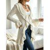 Ruffle Bell Sleeve Sweater Coat Wavy Asymmetrical Hem Solid Color Mid‑Long Knit Cardigan Coat - Beige XL | US 12