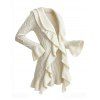 Ruffle Bell Sleeve Sweater Coat Wavy Asymmetrical Hem Solid Color Mid‑Long Knit Cardigan Coat - Beige XL | US 12