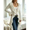 Ruffle Bell Sleeve Sweater Coat Wavy Asymmetrical Hem Solid Color Mid‑Long Knit Cardigan Coat - Beige XL | US 12