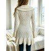 Ruffle Bell Sleeve Sweater Coat Wavy Asymmetrical Hem Solid Color Mid‑Long Knit Cardigan Coat - Beige XL | US 12