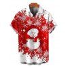 Men's Christmas Shirt Colorblock Snowman Snowflake Print Button Up Shirt - Rouge XL