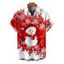 Men's Christmas Shirt Colorblock Snowman Snowflake Print Button Up Shirt - Rouge XL