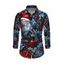 Men's Vintage Christmas Shirt Santa Claus Rose Floral Leaf Print Long Sleeve Button Up Shirt - Noir M