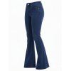 High Waist Flare Jeans Pocket Zipper Fly Denim Pants - Bleu profond S | US 4