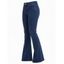 High Waist Flare Jeans Pocket Zipper Fly Denim Pants - Bleu profond L | US 8-10