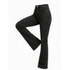 High Waist Flare Jeans Pocket Zipper Fly Denim Pants - Noir XXL | US 14