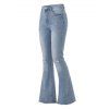 Ripped Flare Jeans Stretchy Raw Hem High Waist Denim Pants - Bleu clair L | US 8-10