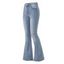 Ripped Flare Jeans Stretchy Raw Hem High Waist Denim Pants - Bleu clair L | US 8-10