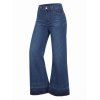 Vintage Wash Jeans High Waist Pocket Zipper Fly Wide‑Leg Denim Pants - Bleu profond L | US 8-10