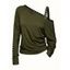 Punk Style Sweatshirt Solid Color Rivet Buckle Strap Skew Neck Long Sleeve Top - Vert Armée M | US 6
