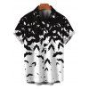 Men's Gothic Halloween Shirt Colorblock Bat Print Button Up Shirt - Noir 5XL