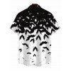 Men's Gothic Halloween Shirt Colorblock Bat Print Button Up Shirt - Noir 5XL