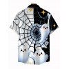 Men's Halloween Shirt Cute Ghost Spider Web Star Print Button Up Shirt - Noir 5XL
